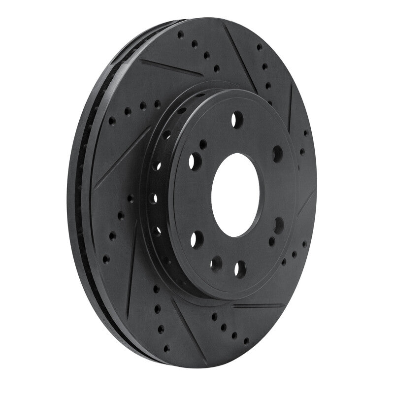 R1 09-20 Chevrolet TAHOE Front Right Drilled & Slotted Black Brake Rotor