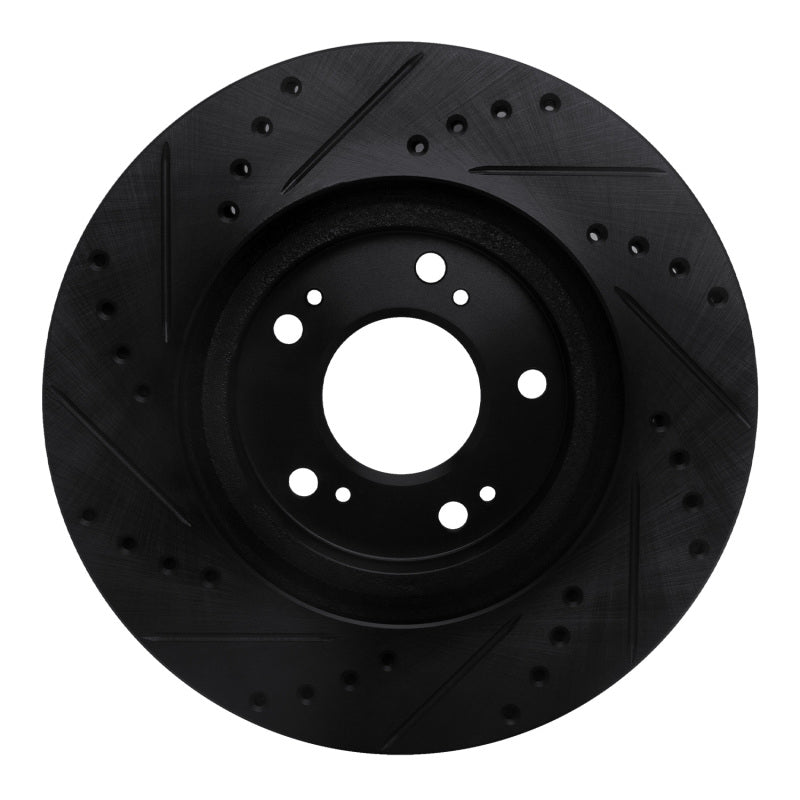 R1 04-12 Mitsubishi Eclipse Front Right Drilled & Slotted Black Brake Rotor