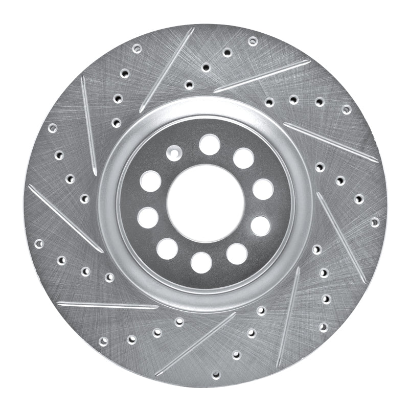 R1 00-06 Audi TT Front Left Drilled & Slotted Silver Brake Rotor