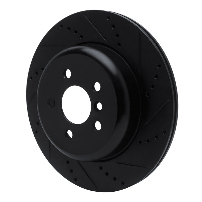R1 17-25 BMW 530I Left Rear Drilled & Slotted Black Brake Rotor