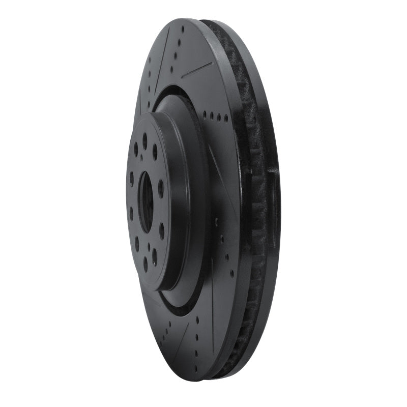 R1 07-23 Lexus LS500h Left Front Drilled & Slotted Black Brake Rotor