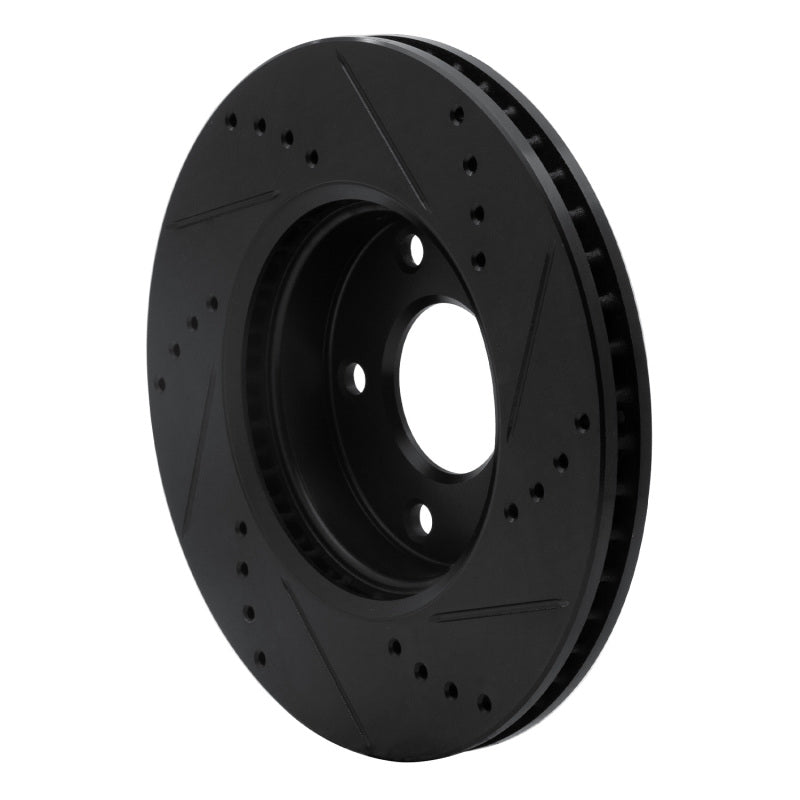 R1 14-24 Mazda 3 Front Left Drilled & Slotted Black Brake Rotor