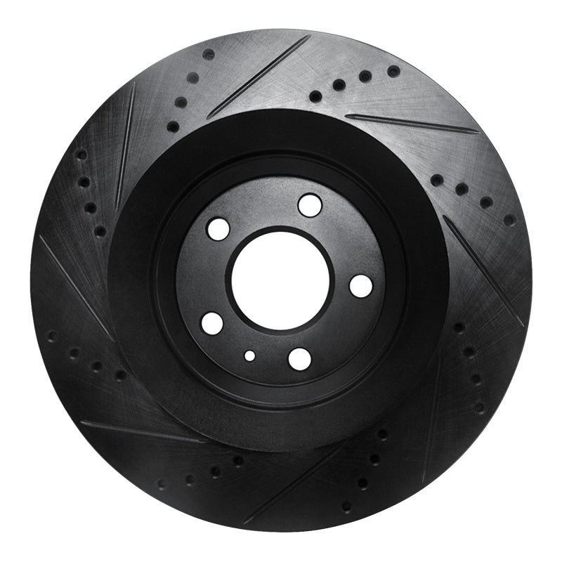 R1 07-11 Audi S6 Rear Right Drilled & Slotted Black Brake Rotor