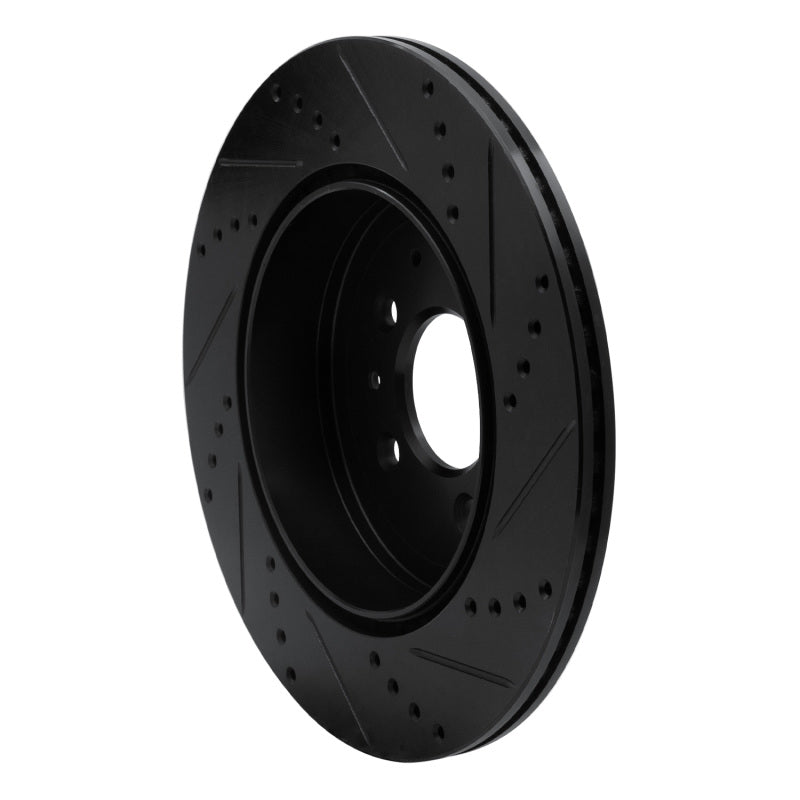 R1 07-15 Mazda CX-9 Rear Left Drilled & Slotted Black Brake Rotor