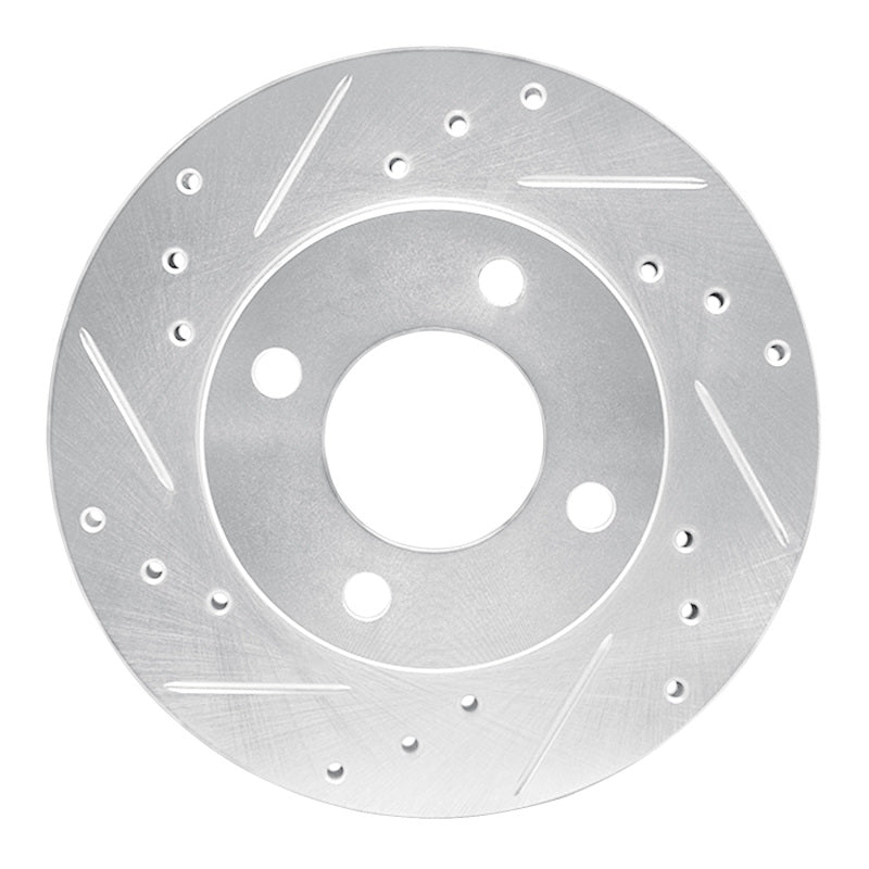 R1 92-00 Dodge COLT Front Left Drilled & Slotted Silver Brake Rotor