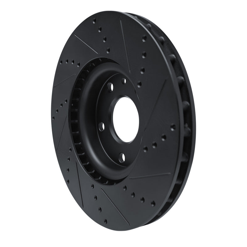 R1 14-19 Chevrolet Corvette Front Left Drilled & Slotted Black Brake Rotor