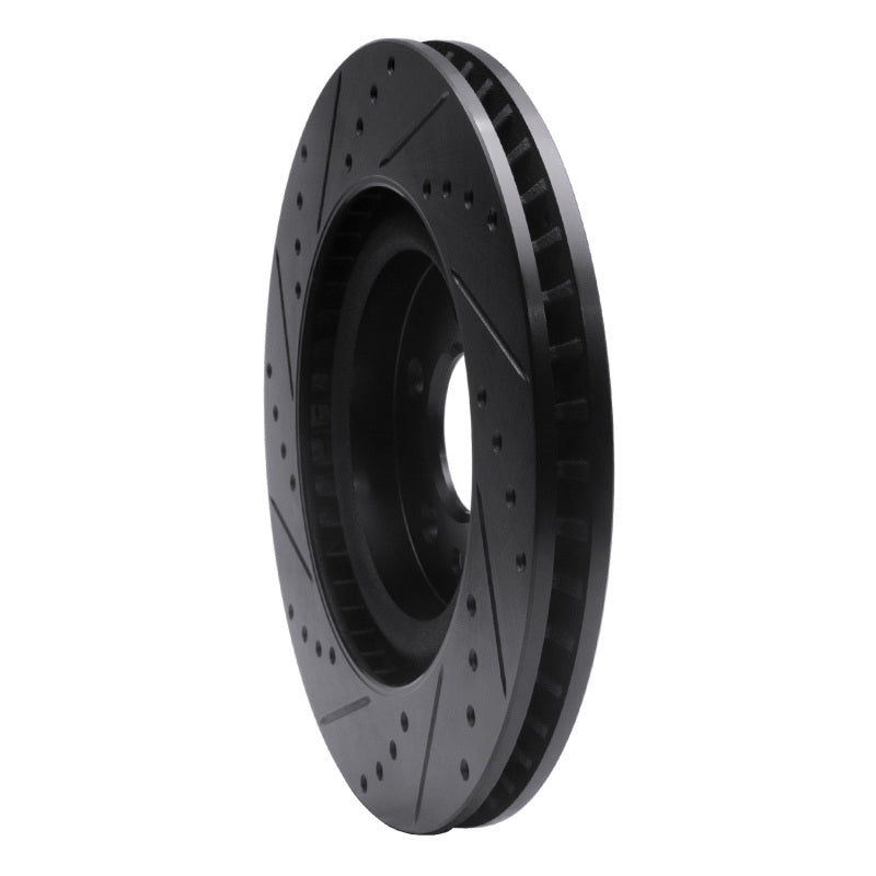 R1 11-14 Ford Mustang Front Right Drilled & Slotted Black Brake Rotor