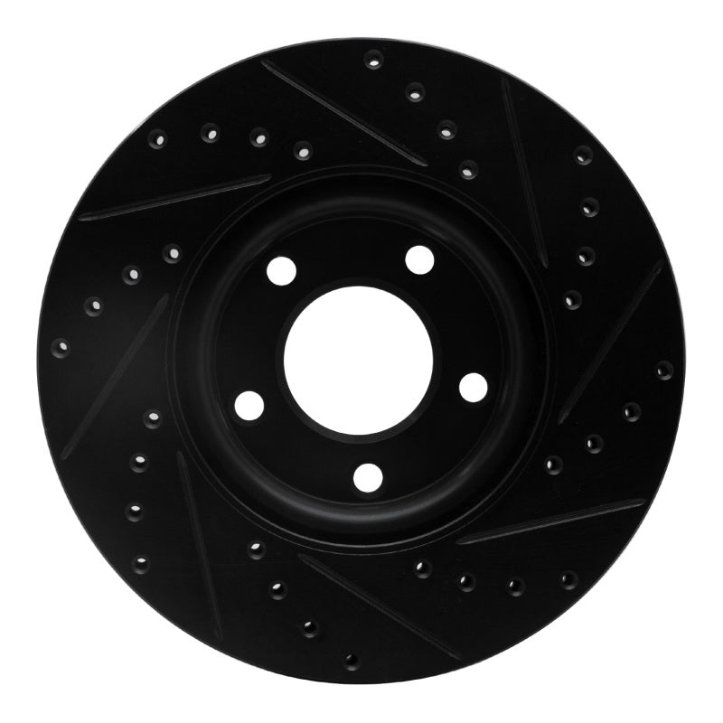 R1 04-15 Mazda 3 Front Left Drilled & Slotted Black Brake Rotor