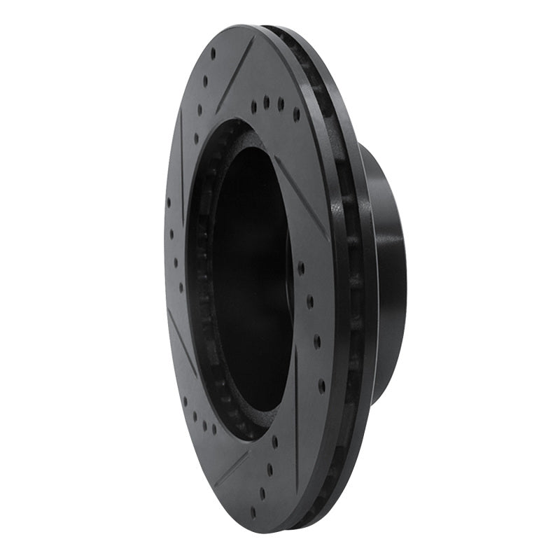 R1 89-92 Toyota Cressida Front Right Drilled & Slotted Black Brake Rotor