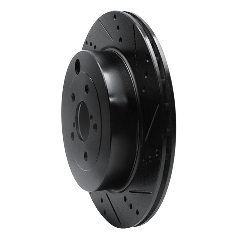 R1 17-25 Subaru BRZ Rear Right Drilled & Slotted Black Brake Rotor