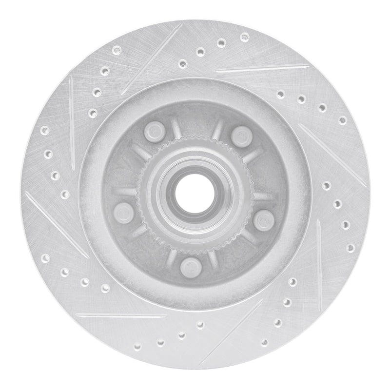 R1 97-99 Ford F-150 RWD Front Right Drilled & Slotted Silver Brake Rotor