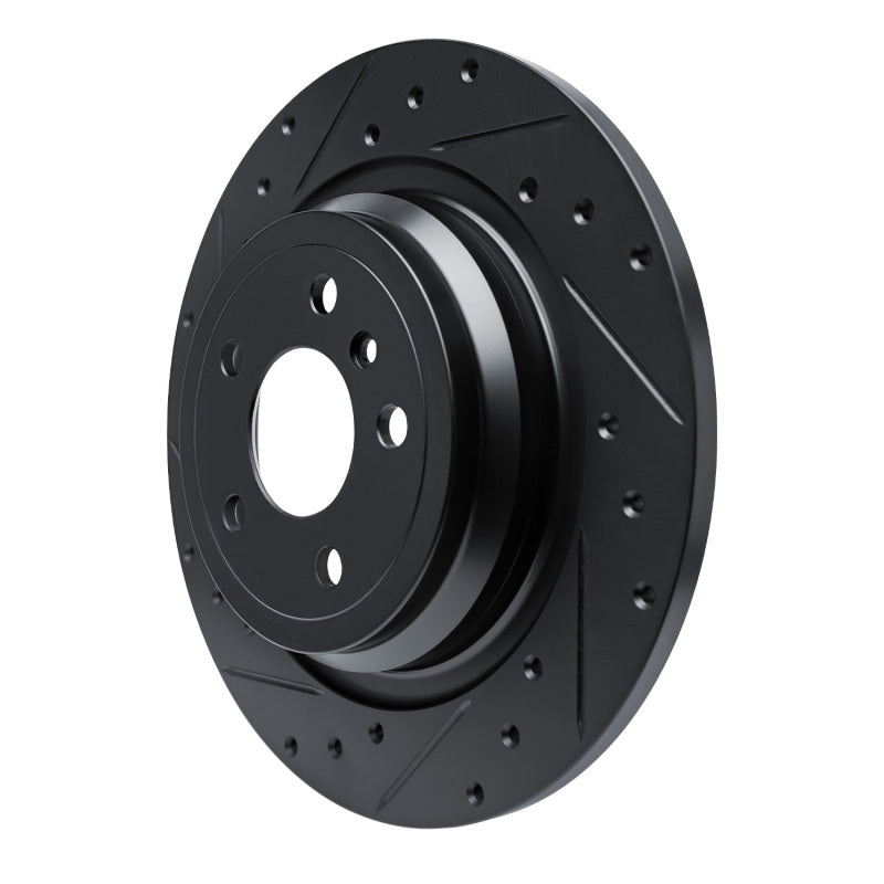 R1 12-18 Mercedes-Benz GLE300D Rear Left Drilled & Slotted Black Brake Rotor