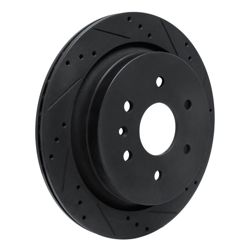 R1 13-19 Cadillac XTS Rear Right Drilled & Slotted Black Brake Rotor