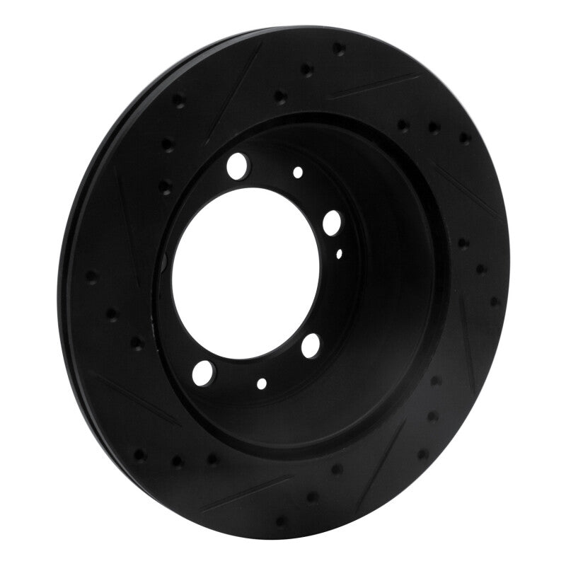 R1 77-88 Porsche 924 Rear Right Drilled & Slotted Black Brake Rotor