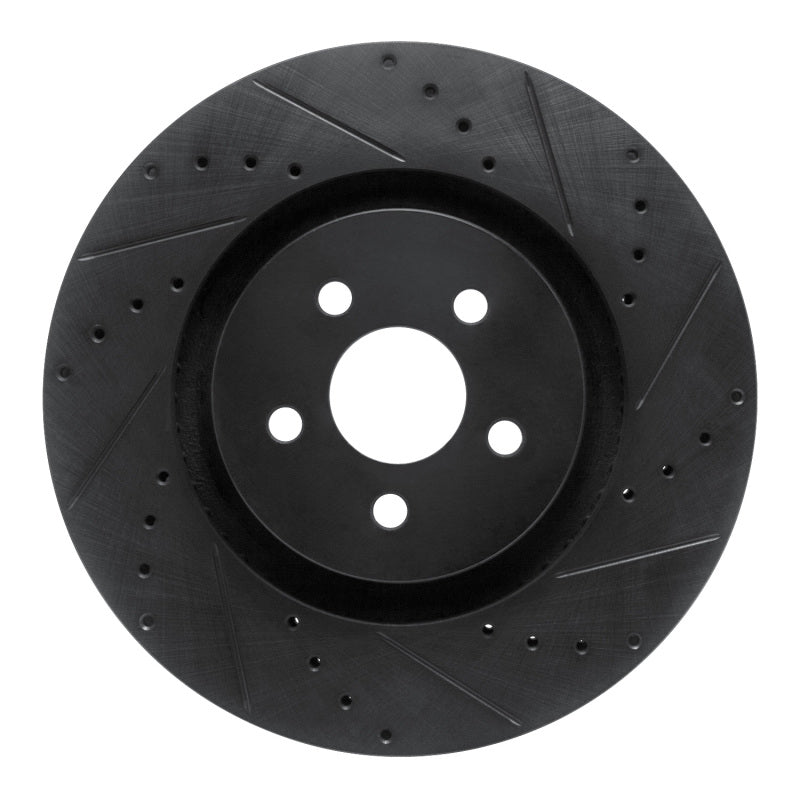 R1 15-21 Ford Edge Front Right Drilled & Slotted Black Brake Rotor
