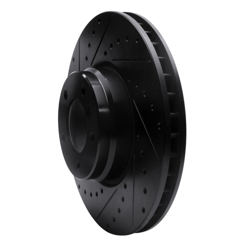R1 95-01 BMW 750IL Front Left Drilled & Slotted Black Brake Rotor