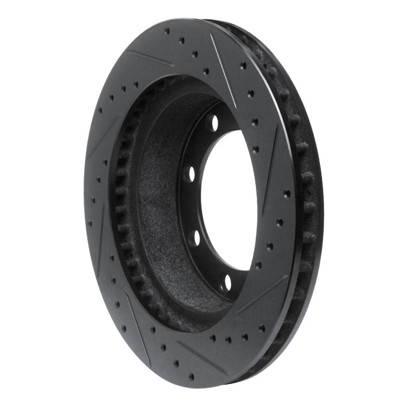 R1 95-99 Ford F-250 4WD (Excl Super Duty) Front Left Drilled & Slotted Black Brake Rotor