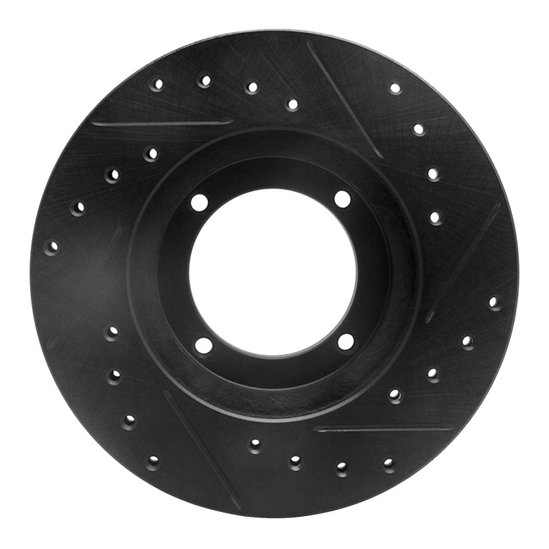 R1 87-99 Hyundai Scoupe Front Left Drilled & Slotted Black Brake Rotor