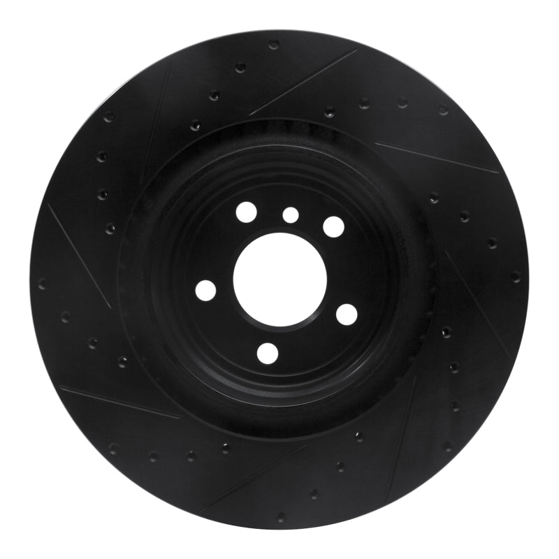 R1 09-19 BMW 760LI Rear Right Drilled & Slotted Black Brake Rotor