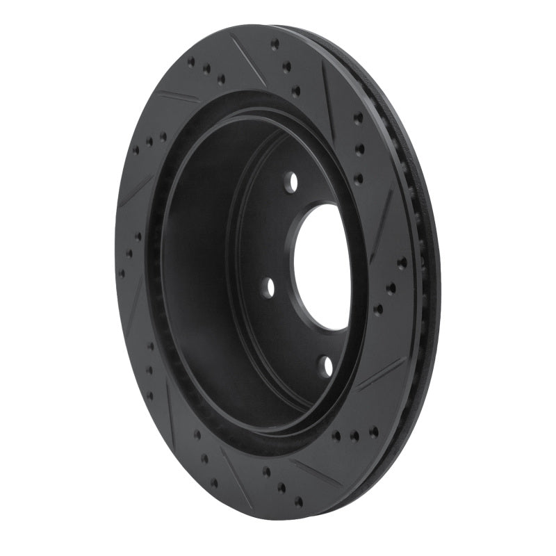 R1 04-06 Ford Econoline Rear Left Drilled & Slotted Black Brake Rotor