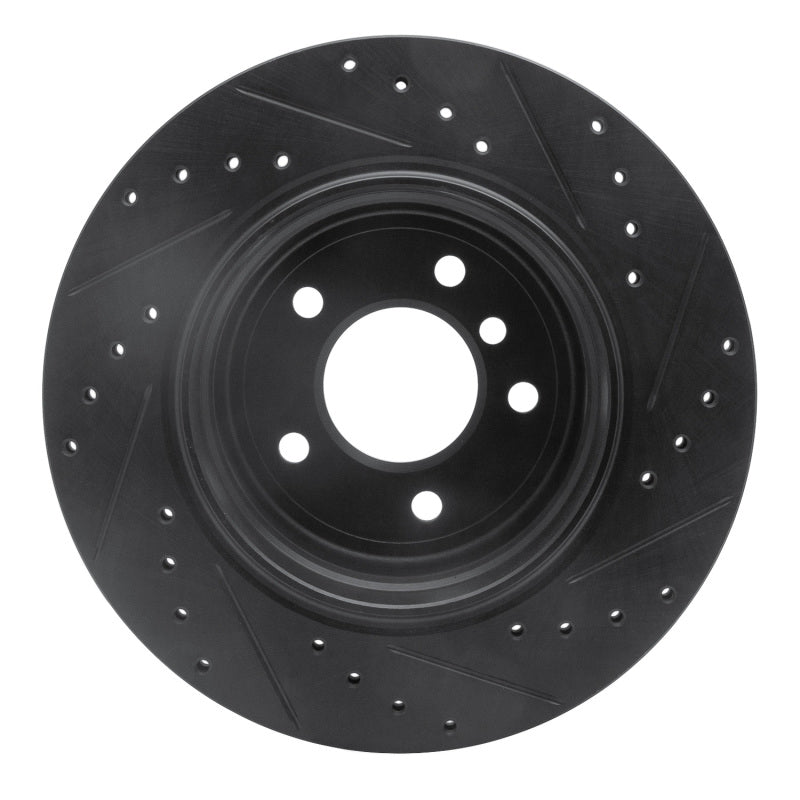 R1 06-10 BMW 528I xDrive Rear Left Drilled & Slotted Black Brake Rotor