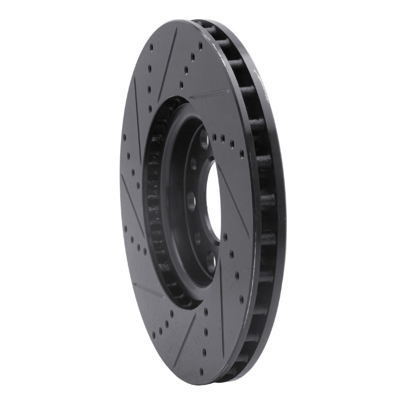 R1 2013-2023 Chrysler 200 Front Right Drilled & Slotted Black Brake Rotor