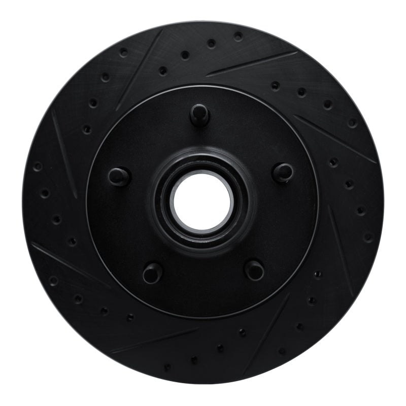 R1 90-90 Cadillac BROUGHAM Front Left Drilled & Slotted Black Brake Rotor
