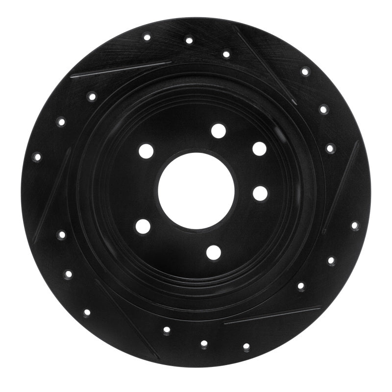 R1 2002-2025 Nissan Juke Rear Left Drilled & Slotted Black Brake Rotor
