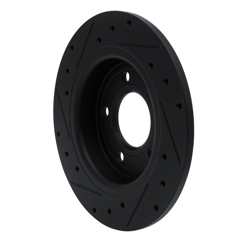 R1 04-13 Mazda 3 Rear Right Drilled & Slotted Black Brake Rotor