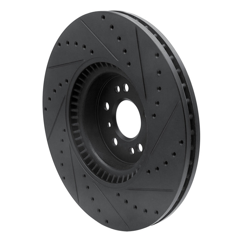 R1 07-09 Mercedes-Benz GL320 Front Left Drilled & Slotted Black Brake Rotor