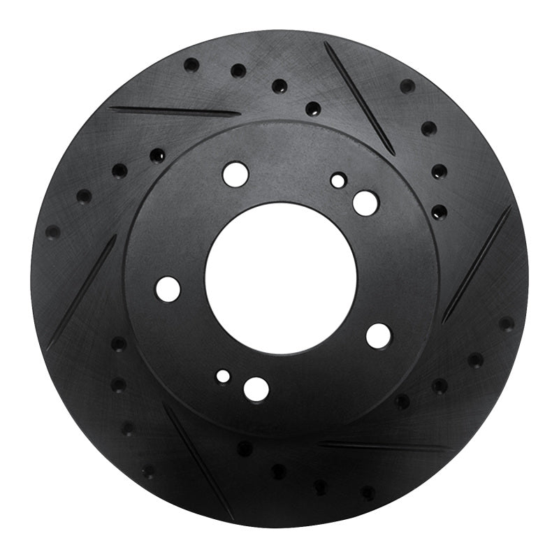 R1 83-89 Chrysler Conquest Front Right Drilled & Slotted Black Brake Rotor