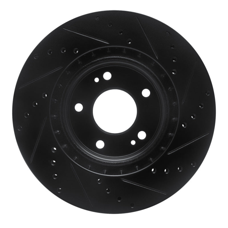 R1 15-25 Hyundai Kona EV Front Left Drilled & Slotted Black Brake Rotor