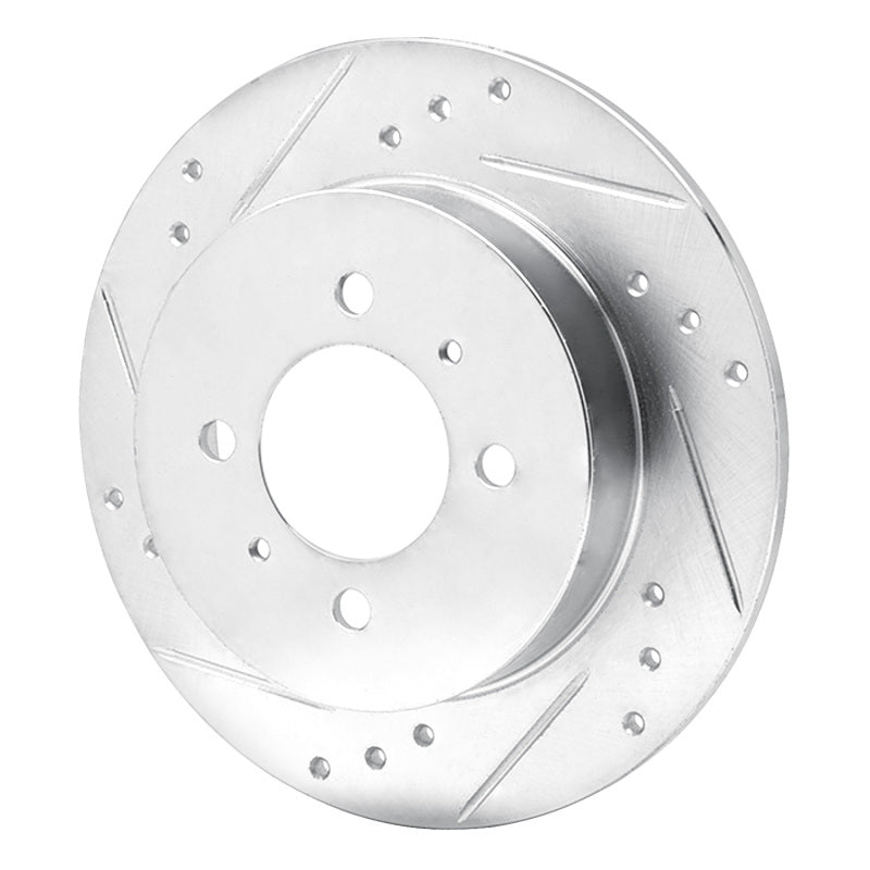 R1 91-94 Nissan SENTRA Rear Left Drilled & Slotted Silver Brake Rotor