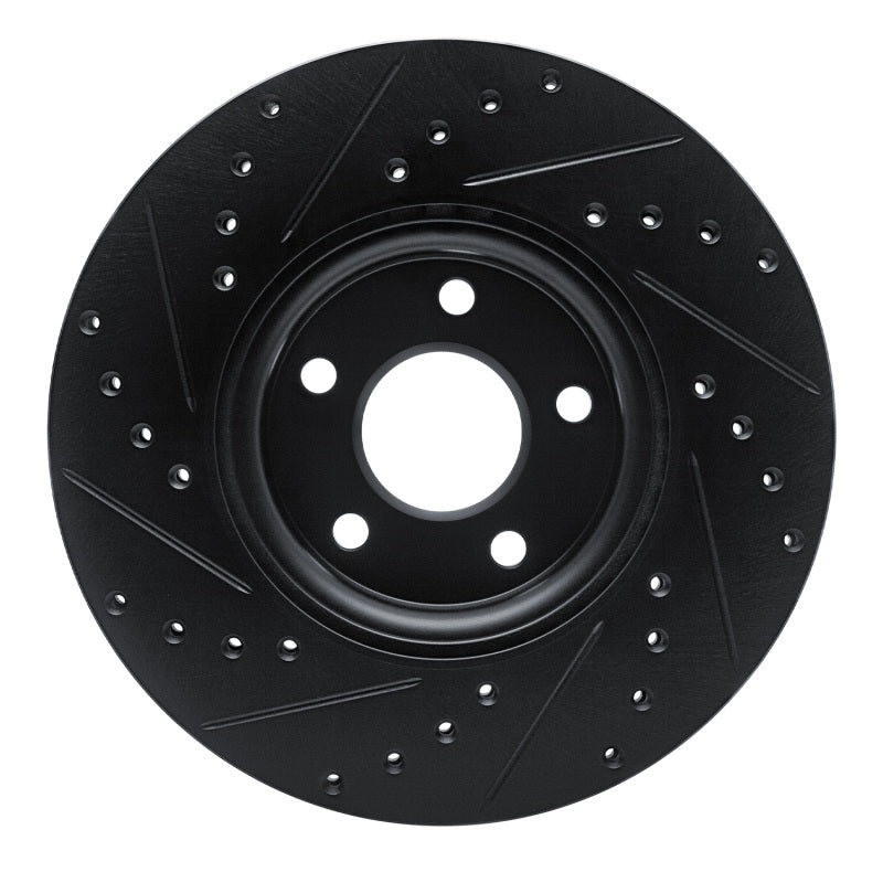 R1 04-19 Ford C-MAX Front Right Drilled & Slotted Black Brake Rotor
