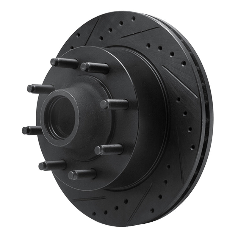 R1 95-04 Ford E-250 Econoline Front Left Drilled & Slotted Black Brake Rotor