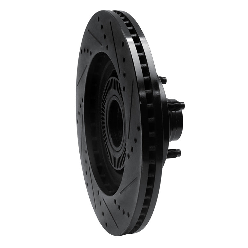 R1 01-05 Ford Explorer Sport Front Left Drilled & Slotted Black Brake Rotor