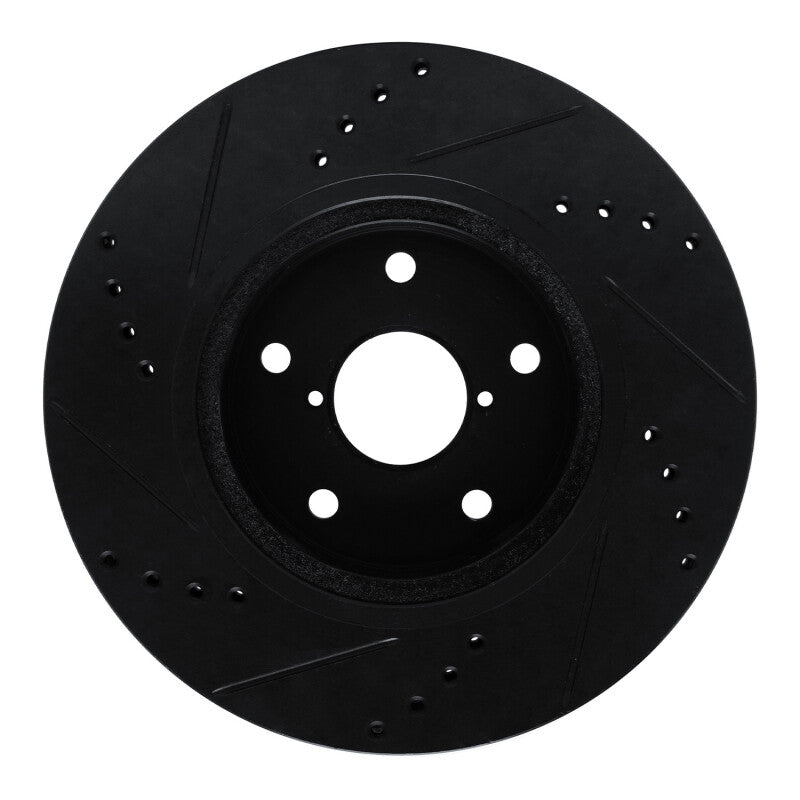 R1 -24 Subaru Forester Front Right Drilled & Slotted Black Brake Rotor