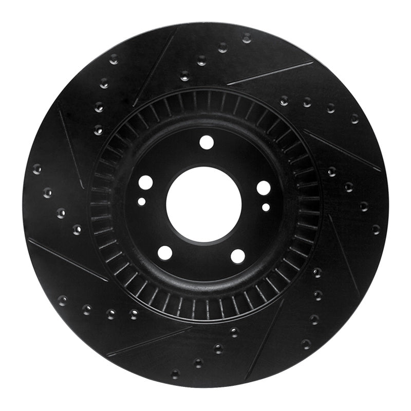 R1 15-20 Kia Sorento Front Right Drilled & Slotted Black Brake Rotor