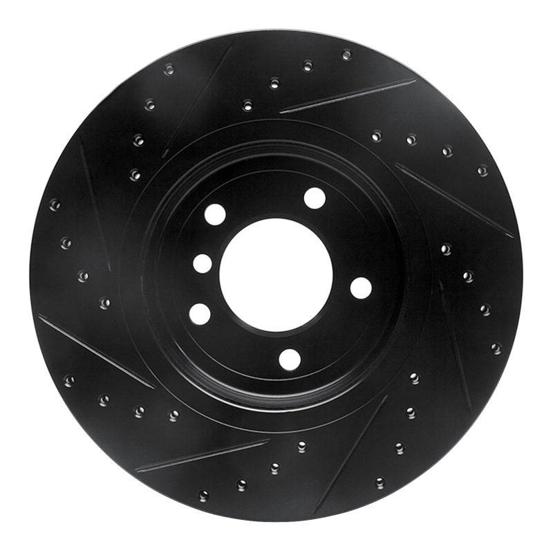 R1 01-08 BMW 330I Front Right Drilled & Slotted Black Brake Rotor