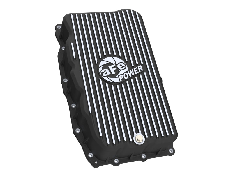 aFe 20-26 GM Trucks L6 3.0L Transmission Pan - Black w/ Machined Fins