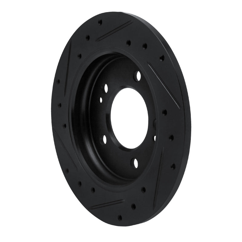 R1 17-25 Hyundai Elantra Rear Right Drilled & Slotted Black Brake Rotor