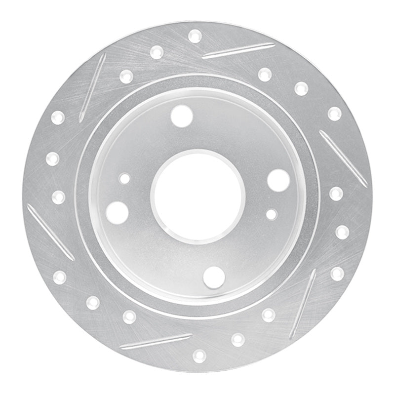 R1 85-87 Toyota Corolla (US/Canada) Rear Right Drilled & Slotted Silver Brake Rotor