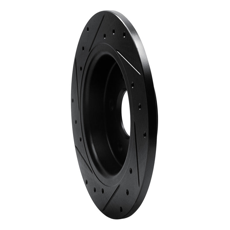 R1 04-13 Volvo V50 Rear Right Drilled & Slotted Black Brake Rotor
