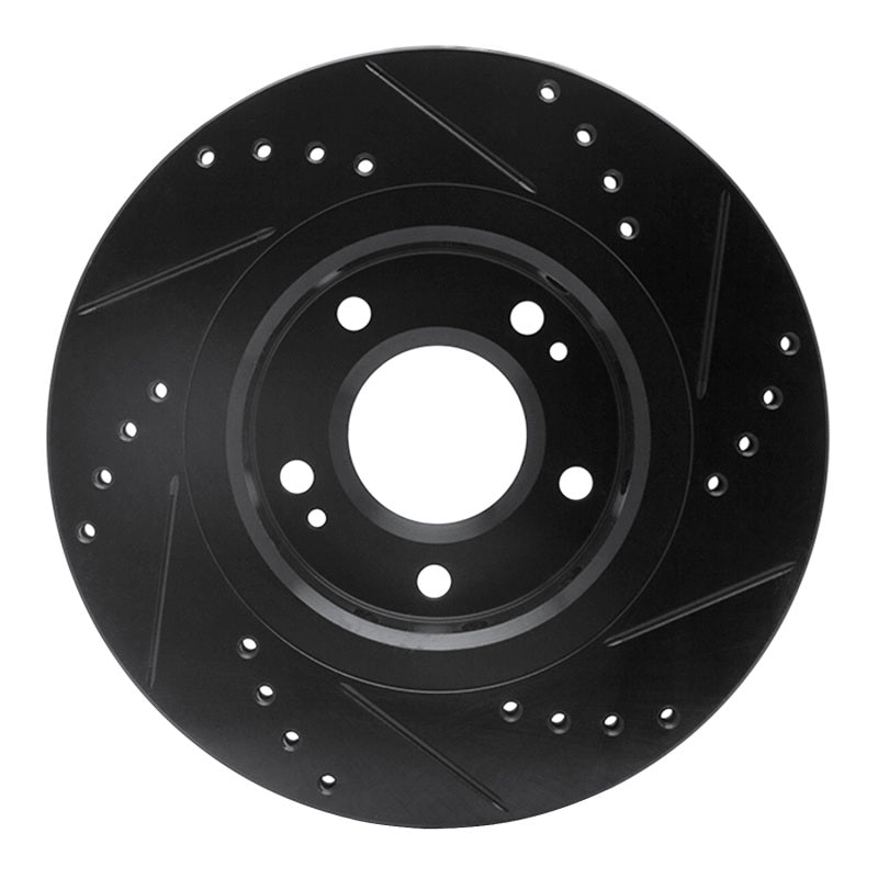 R1 09-15 Mitsubishi Lancer Front Left Drilled & Slotted Black Brake Rotor