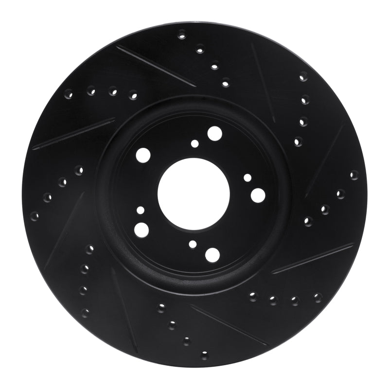 R1 13-22 Honda Accord Coupe Front Left Drilled & Slotted Black Brake Rotor