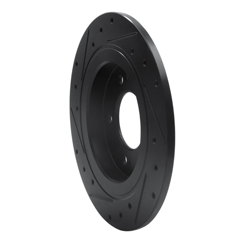 R1 13-25 Hyundai Elantra GT Rear Right Drilled & Slotted Black Brake Rotor