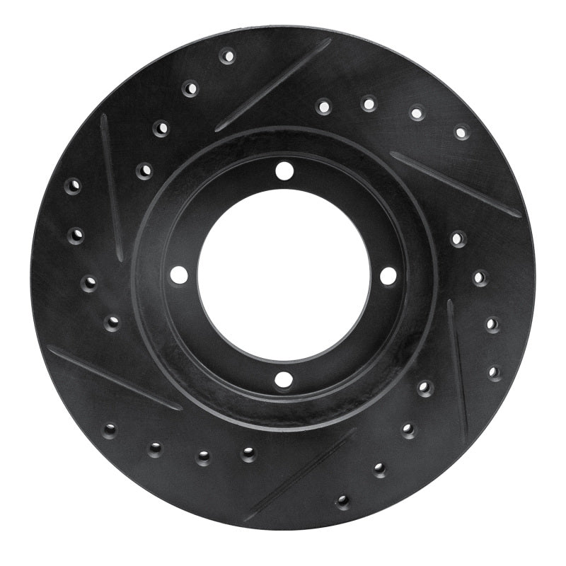 R1 87-99 Hyundai Excel Front Right Drilled & Slotted Black Brake Rotor