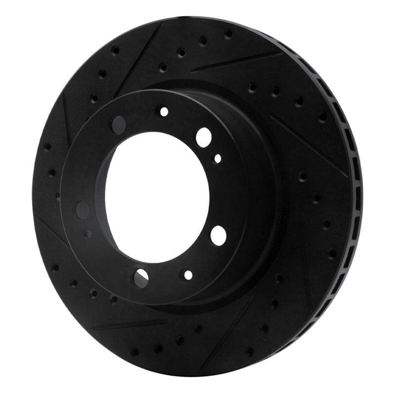 R1 89-97 Porsche 911 Front Left Drilled & Slotted Black Brake Rotor