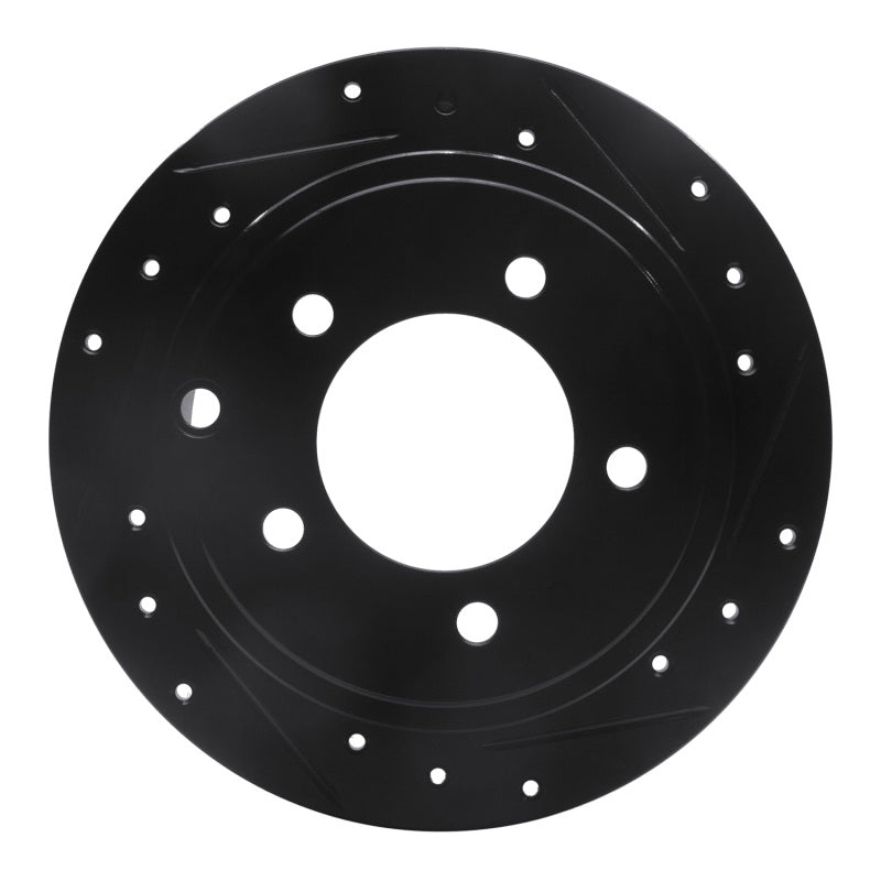 R1 07-17 Chrysler 200 Rear Right Drilled & Slotted Black Brake Rotor