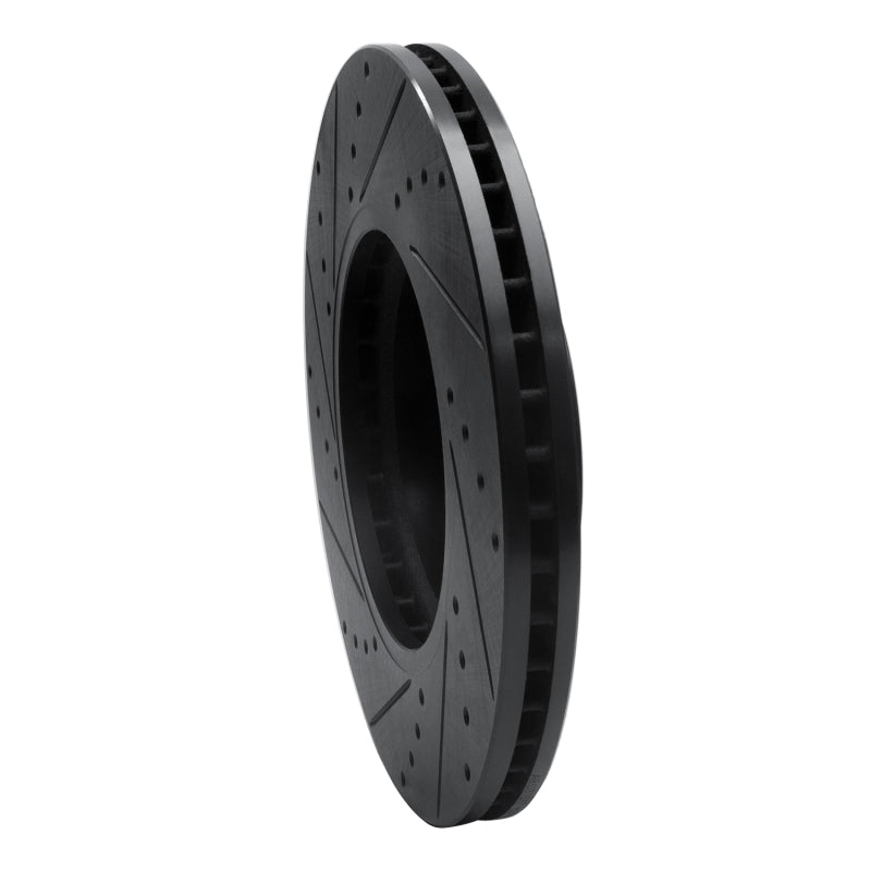 R1 09-10 Kia BORREGO Front Right Drilled & Slotted Black Brake Rotor